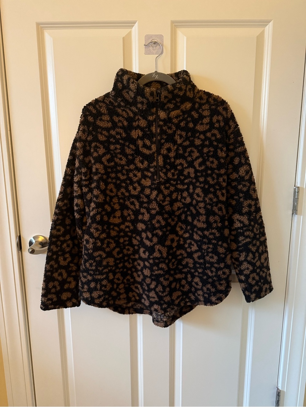Koolaburra by Ugg Leopard-Print Plush Half-Zip Pullover - Black & Brown